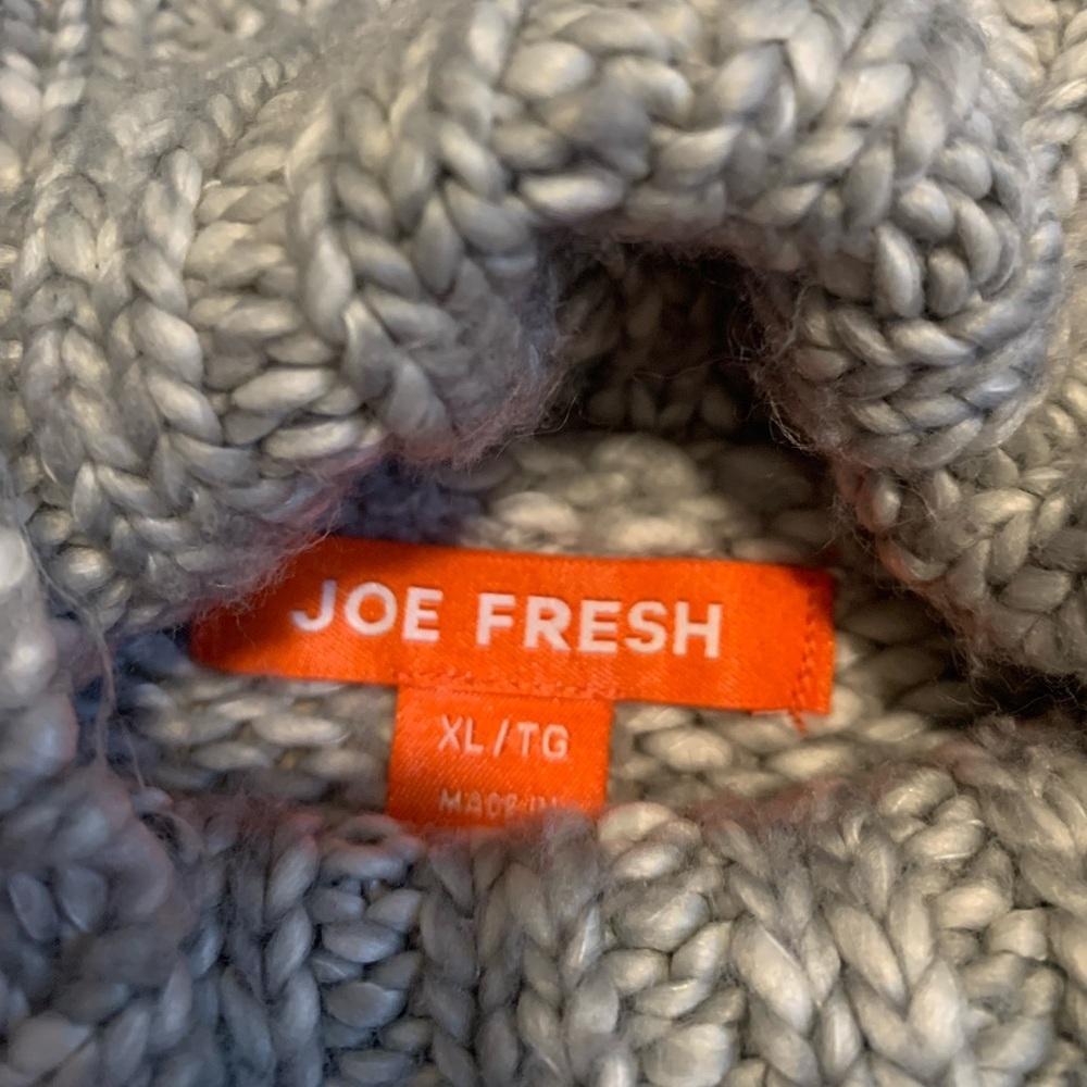 💜 Gray Marl Chunky Knit Turtleneck Sweater by Joe Fresh - Size XL/TG - Picture 4 of 5